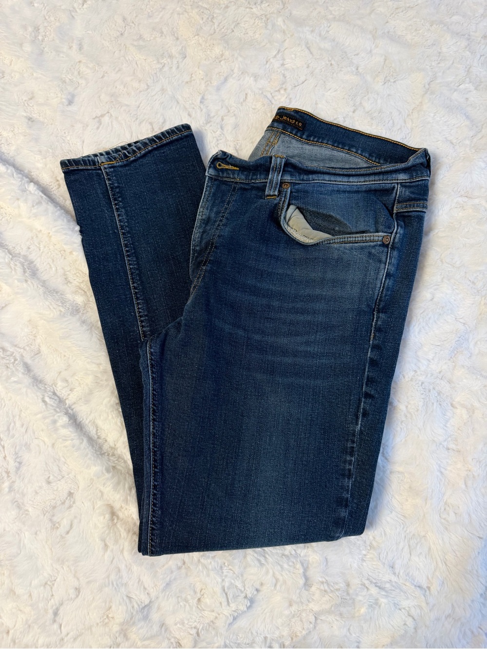 Nudie Jeans Dark Blue Straight Denim Jeans